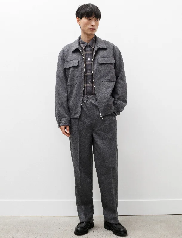 Side Line Pants B Grey Melange Wool