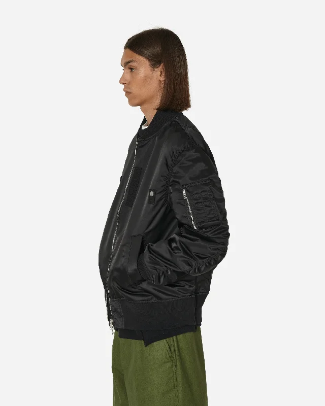 Nylon Twill Bomber Jacket Black