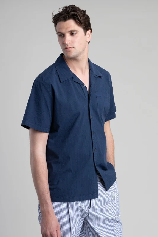 Short-Sleeve Seersucker Kent Collar