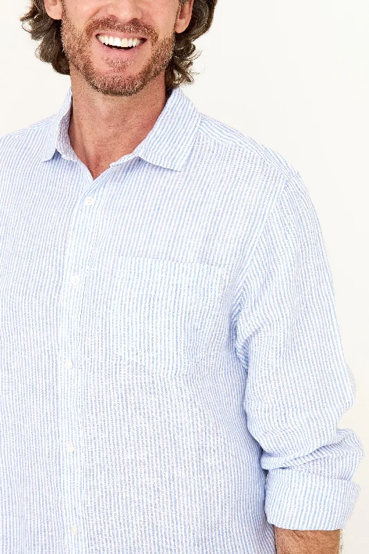 Striped Linen Shirt - Blue Stripe