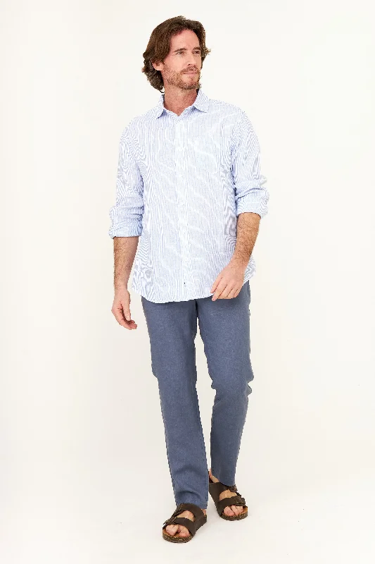 Striped Linen Shirt - Blue Stripe