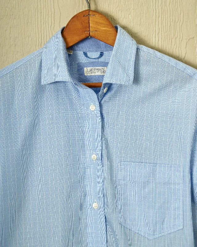 Women's Sea-Washed Shirt in Blue Check Plaid