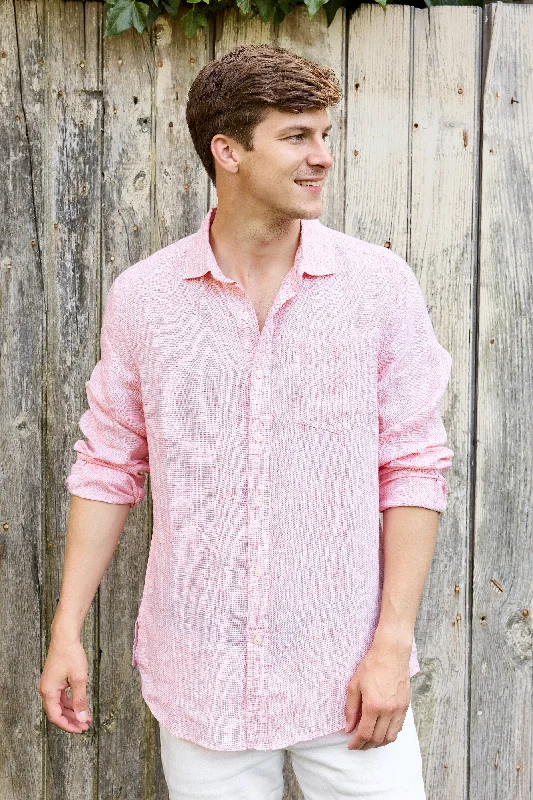 Lightweight Yarn Dye Linen Shirt - Sunset Orange