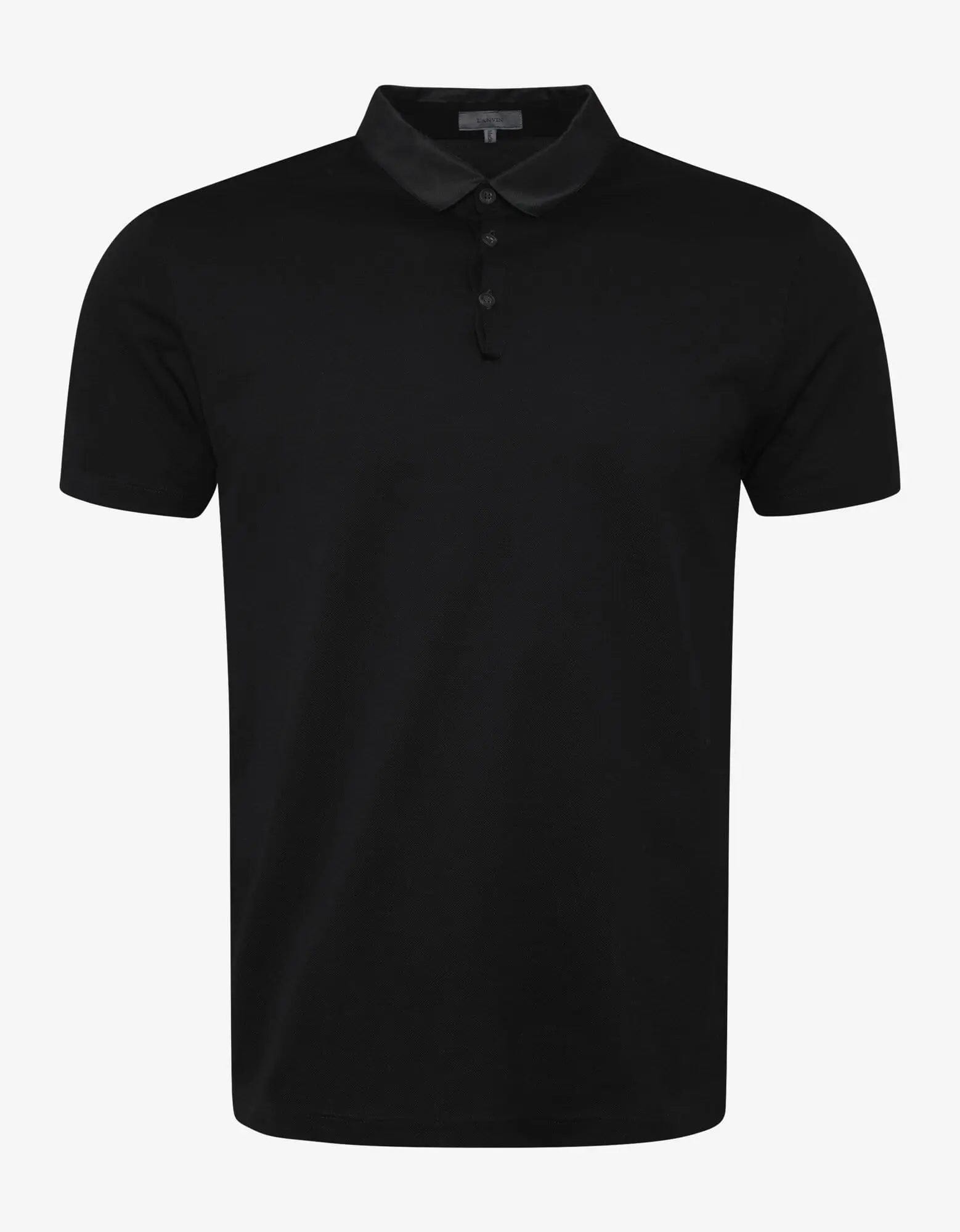 Lanvin Black Polo T-Shirt with Grosgrain Collar