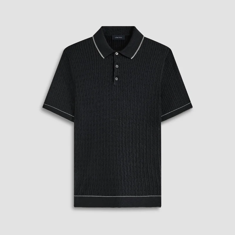 Cable Stitch Short Sleeve Polo Sweater