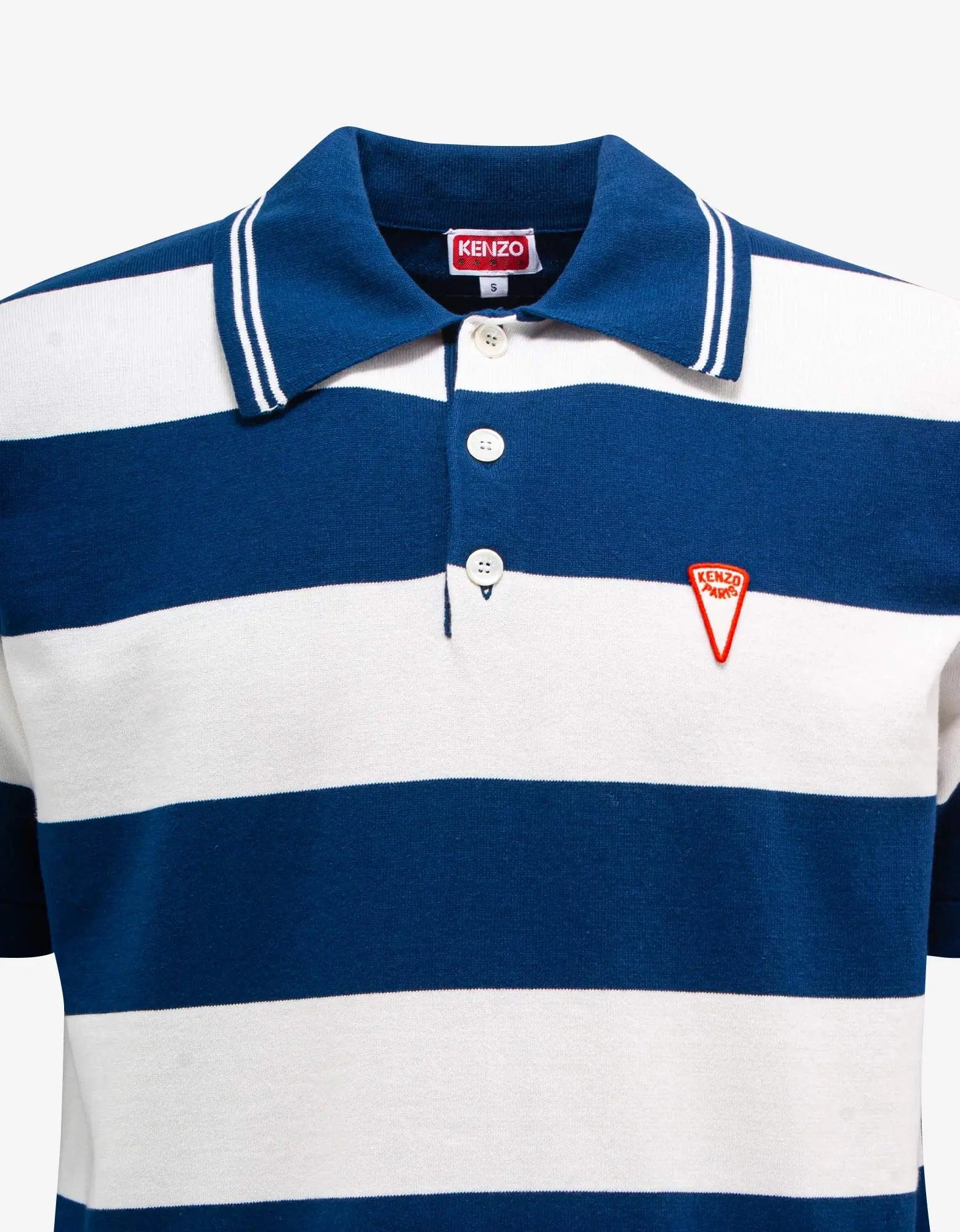 Kenzo Blue & White Stripe Polo T-Shirt