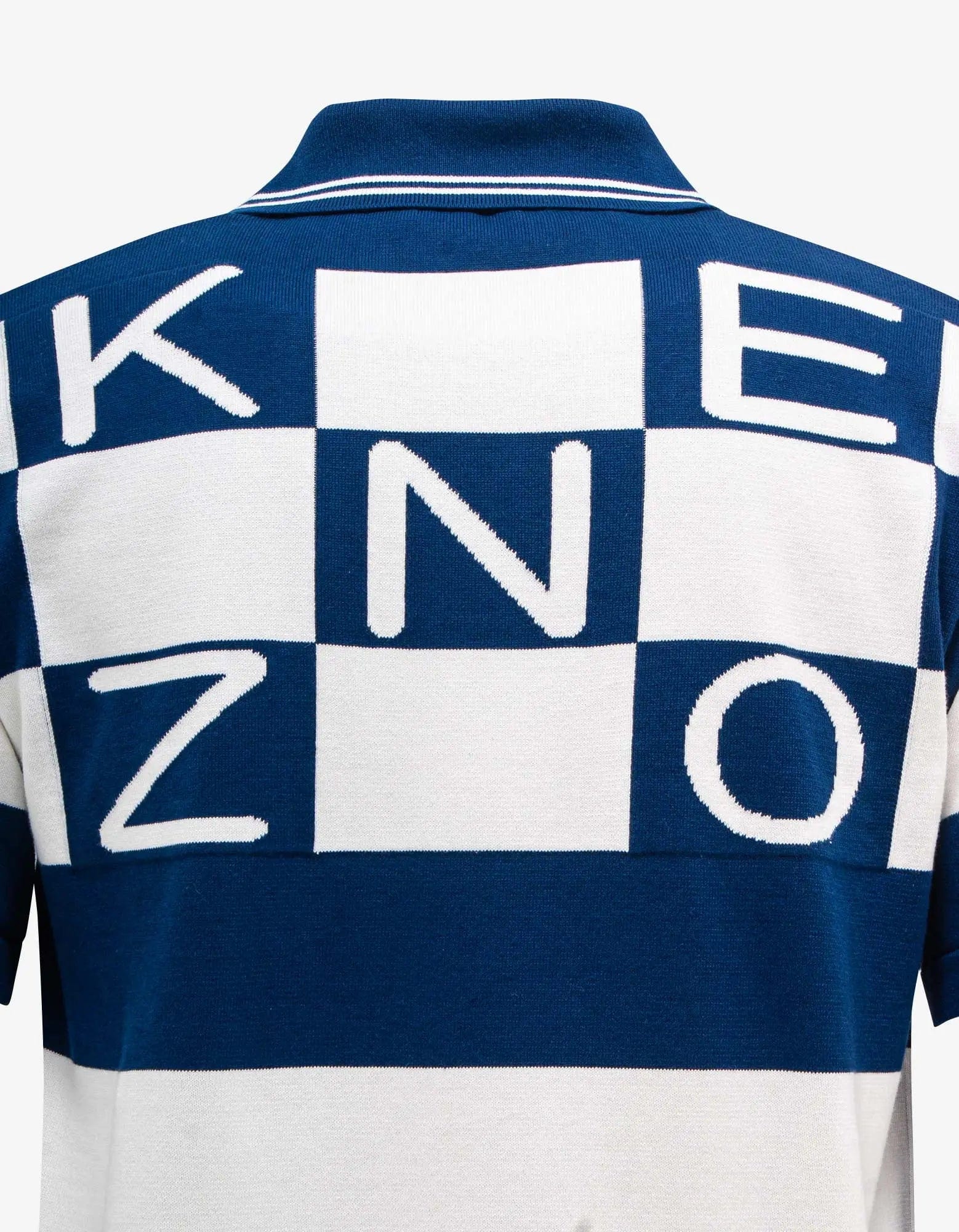 Kenzo Blue & White Stripe Polo T-Shirt