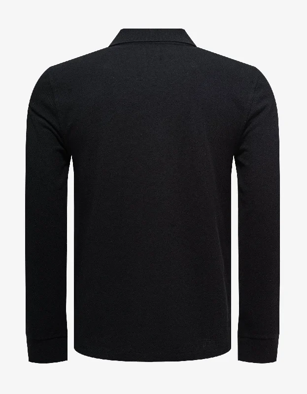 Saint Laurent Black Long Sleeve Logo Polo