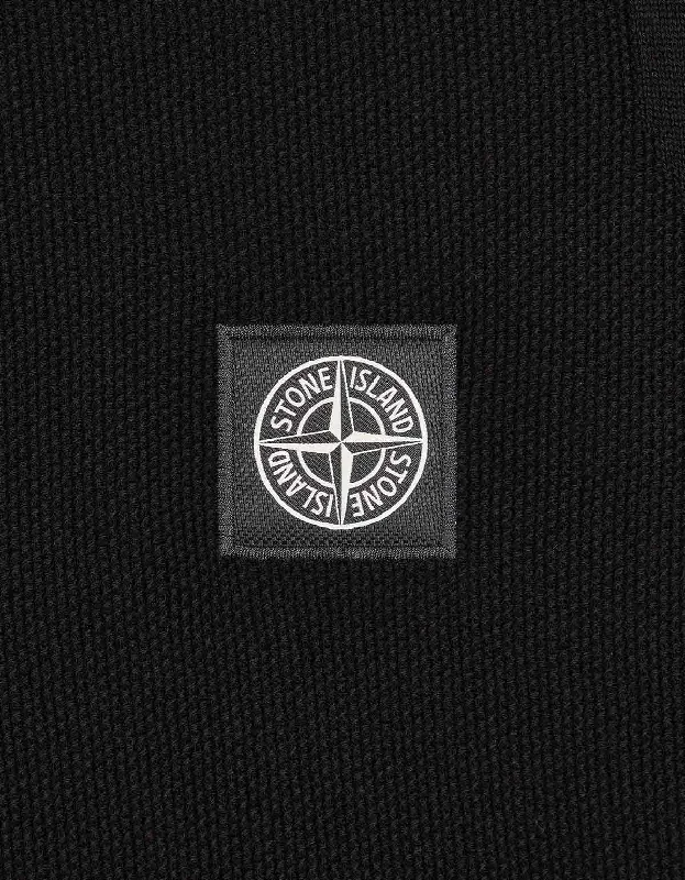 Stone Island Black Compass Logo Knitted Polo T-Shirt