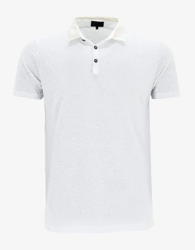 Lanvin White Polo T-Shirt with Grosgrain Collar