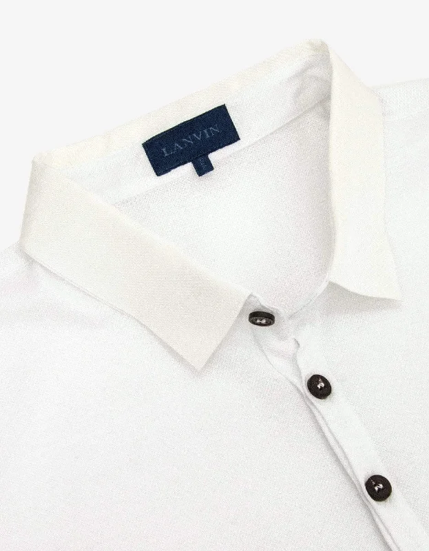 Lanvin White Polo T-Shirt with Grosgrain Collar