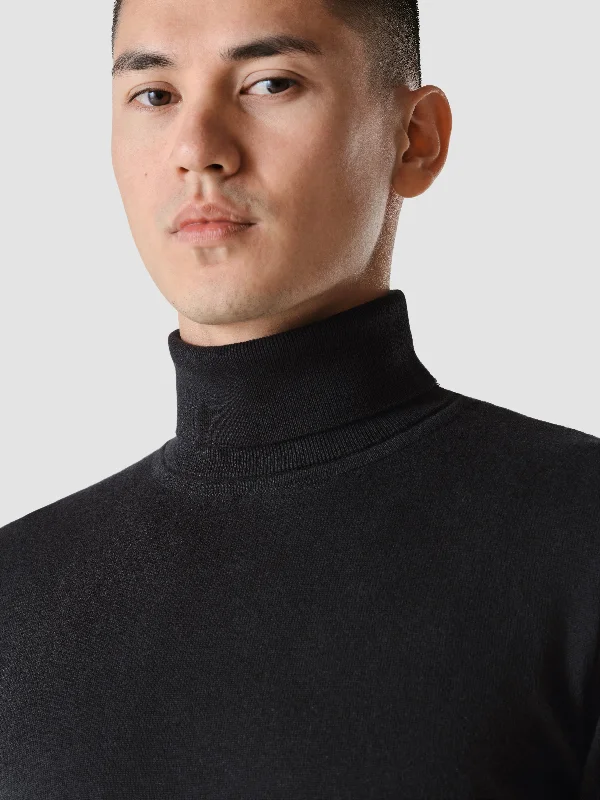 Fine Knit Turtleneck Black