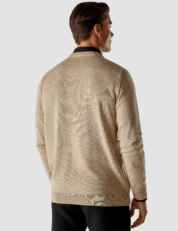 Fine Knit V-neck Khaki Molinaire