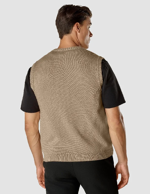 Heavy Knit Vest Khaki Molinaire