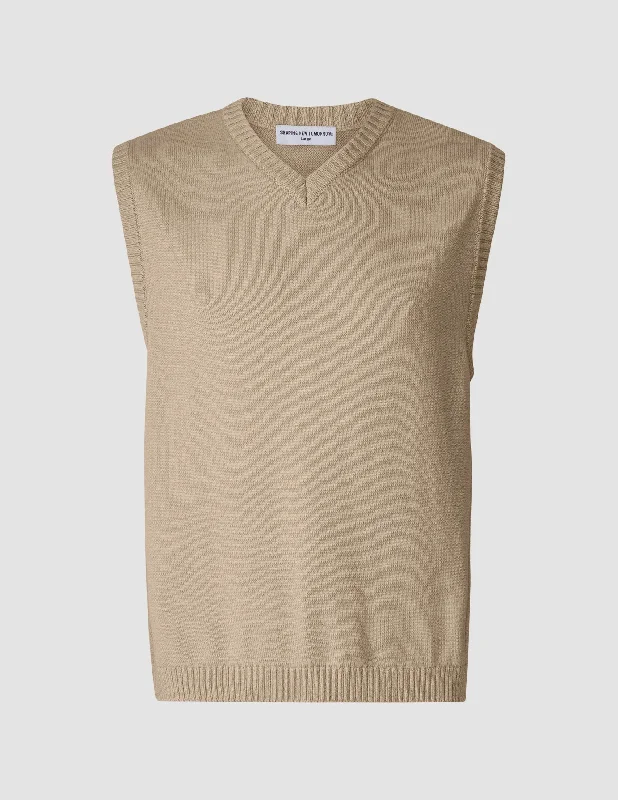 Heavy Knit Vest Khaki Molinaire