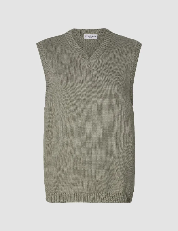 Heavy Knit Vest Stone Green