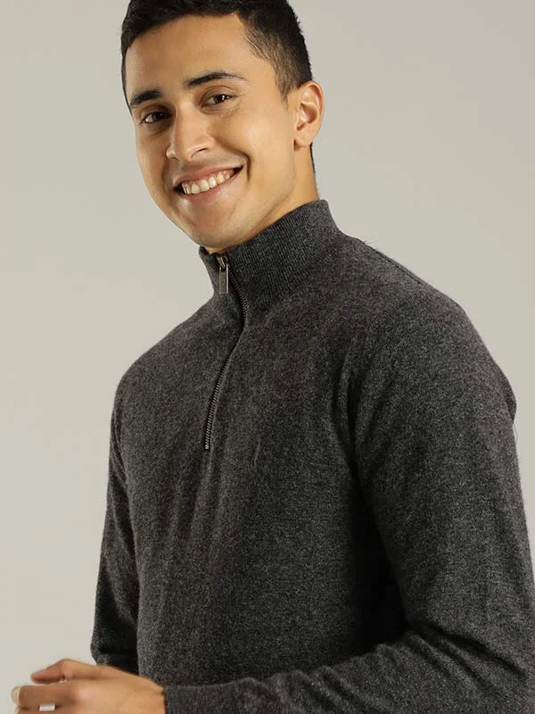 Men Solid Full Sleeve High Neck Sweater