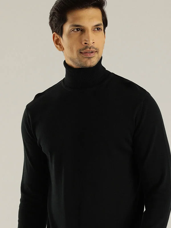 Men Solid Full Sleeve High Neck Sweater