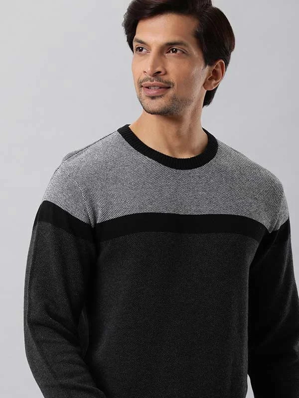 Men Striped Full Sleeve Crew Neck Sweater