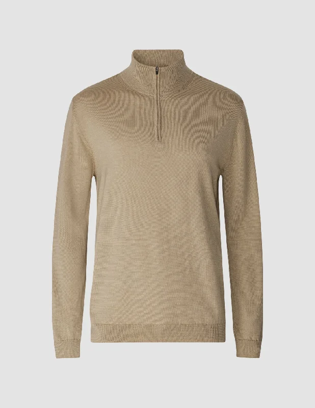 Premium Merino Half Zip Sahara