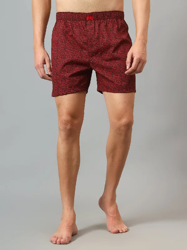 Cantabil Men's Maroon Printed Boxer