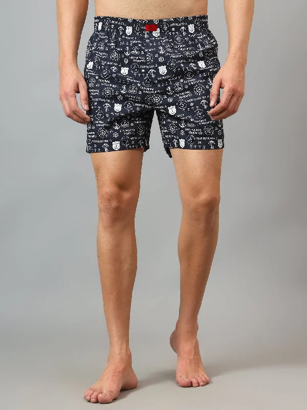 Cantabil Men's Navy Blue Printed Boxer