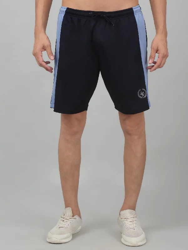 Cantabil Men's Navy Blue Solid Stretchable Activewear Shorts