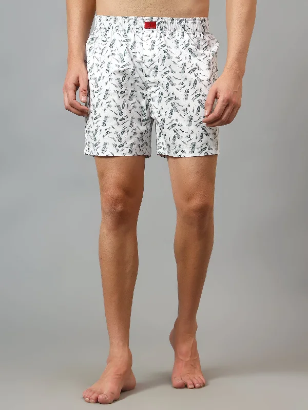 Cantabil Men's White Printed Boxer