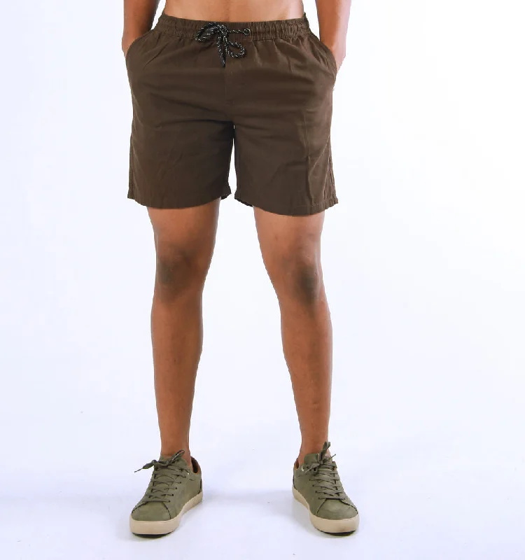 ELASTICATED CHINO SHORTS – BROWN