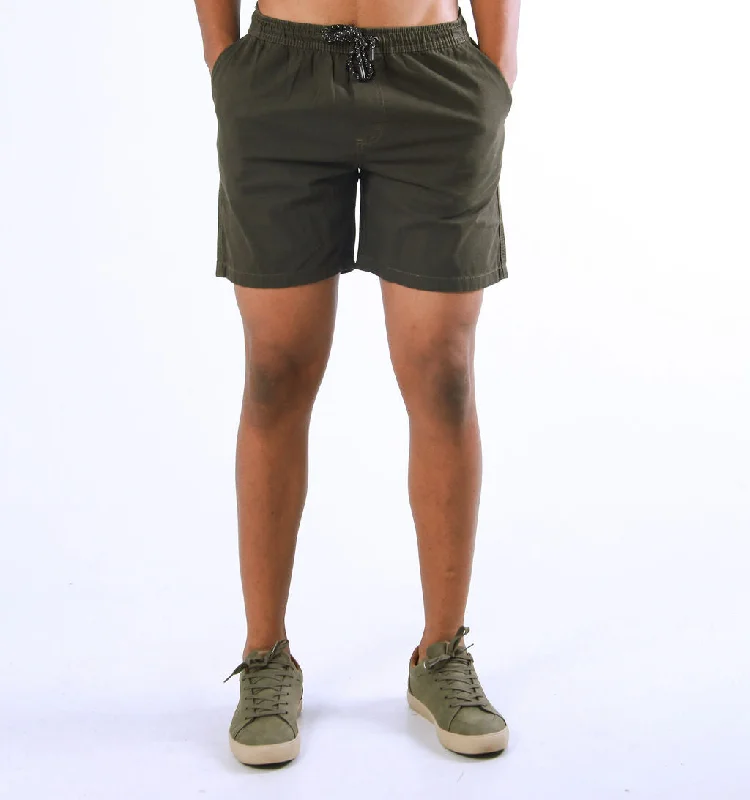 ELASTICATED CHINO SHORTS – OLIVE