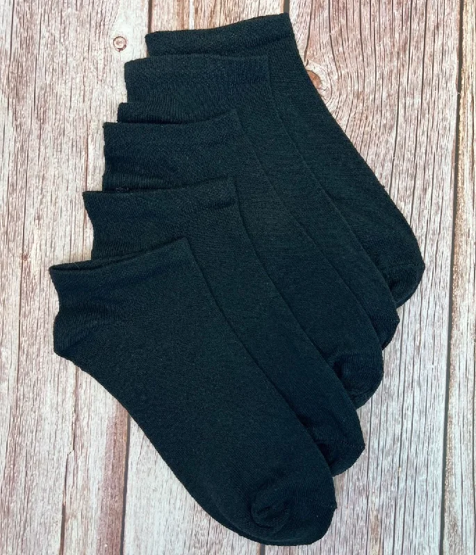 Mens Black 5 Pack Trainer Socks