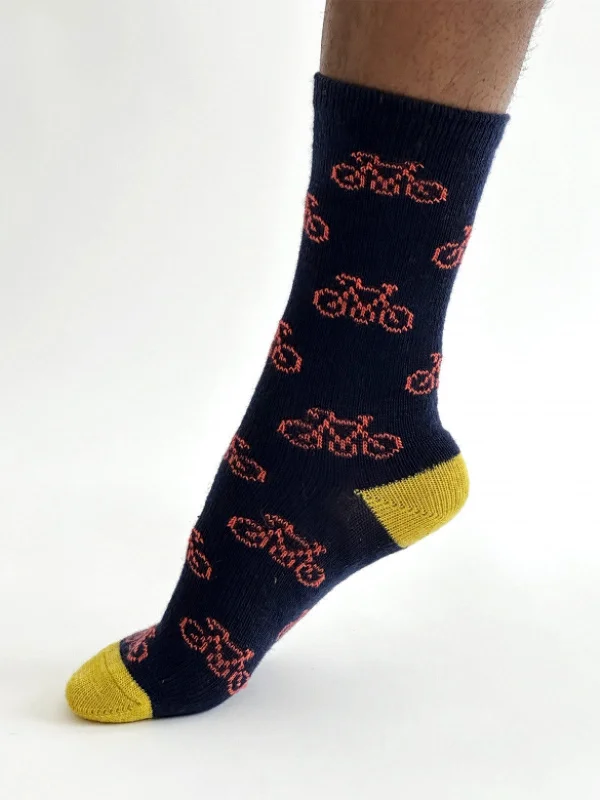 Erskine Bike Wool Socks - Navy