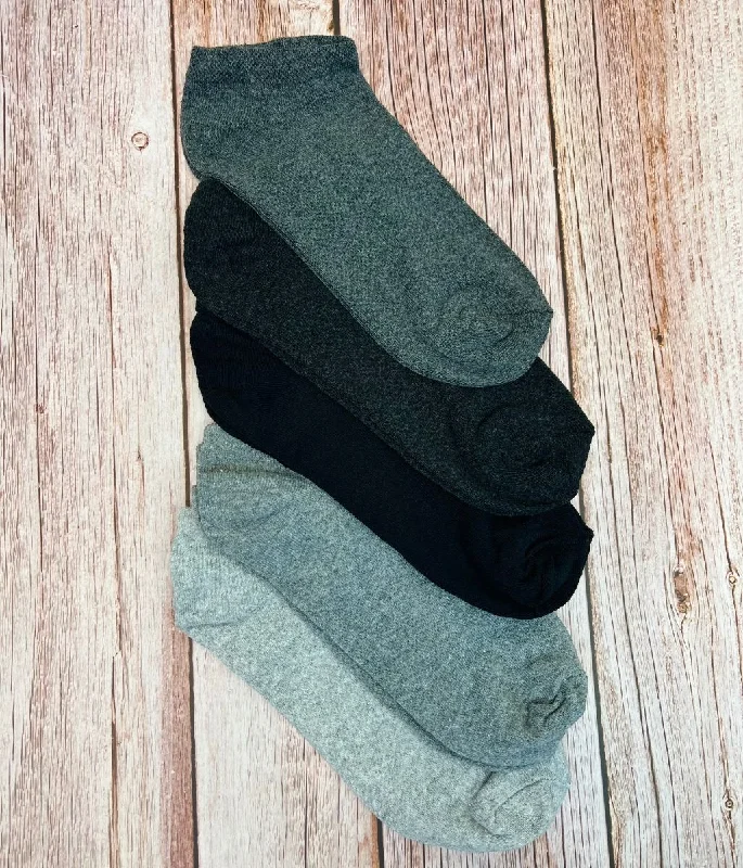 Mens Grey 5 Pack Trainer Socks