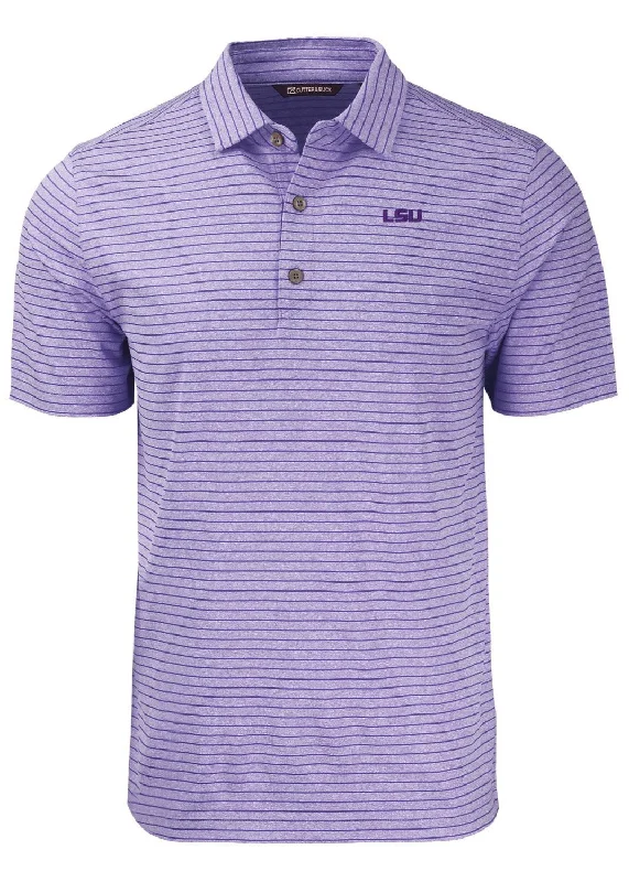 LSU Tigers Men's Polo Cutter & Buck Forge Eco  Stripe Stretch