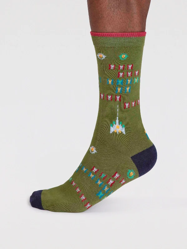 Lucas Bamboo Arcade Socks. - Moss Green