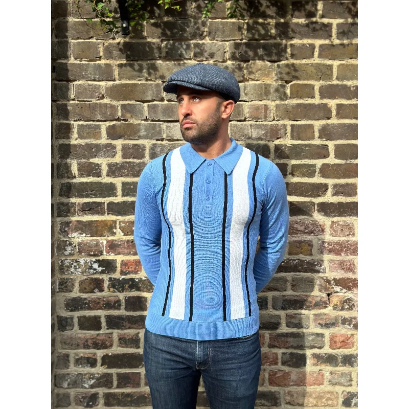 Mr. Bridger - The 'Mario' Marina Blue L/S - Polo Knit