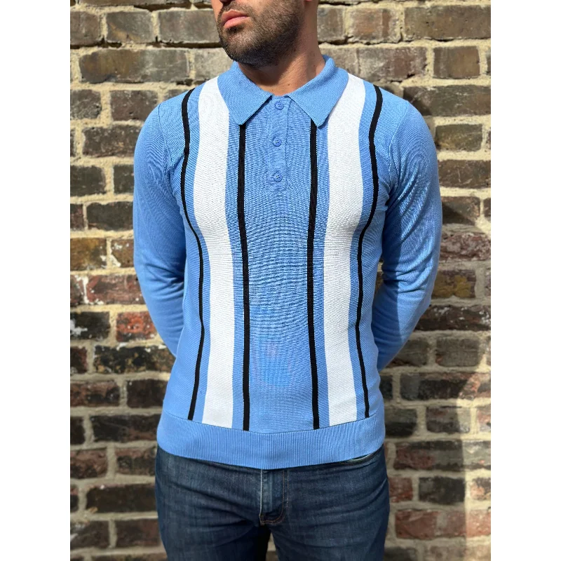 Mr. Bridger - The 'Mario' Marina Blue L/S - Polo Knit