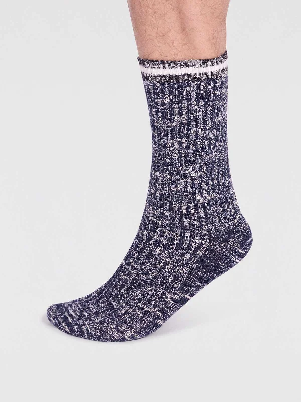 Phillip Organic Cotton Fleck Socks - Navy