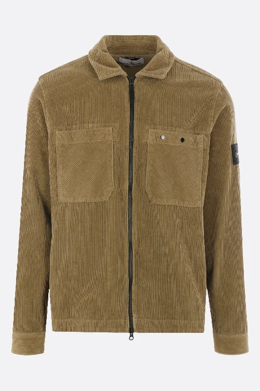 logo badge corduroy overshirt