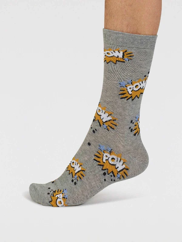 Tayler Art Pop Organic Cotton Socks - Mid Grey Marle