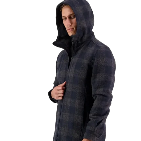 Hudson Wool Hoodie - Coal Check