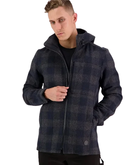 Hudson Wool Hoodie - Coal Check