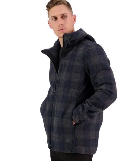 Hudson Wool Hoodie - Coal Check