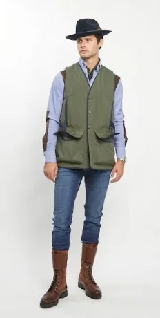 CDC Quilted Vest in Green Technical Fabric