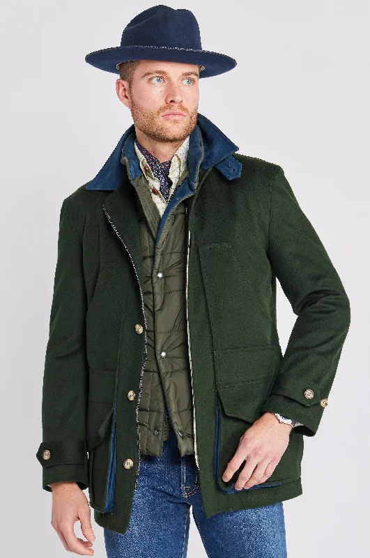 Charlie Field Coat in Hunter Green Storm System