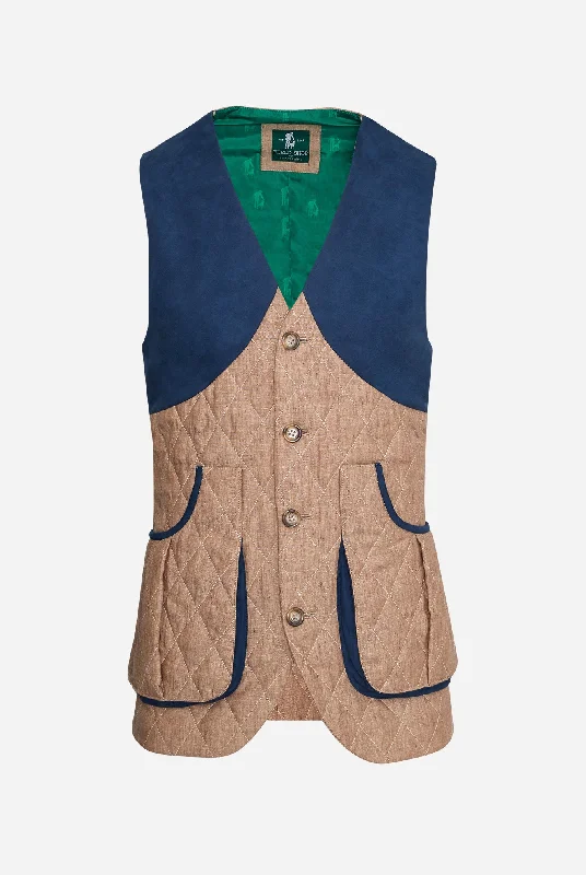 Gordon Field Vest in Tan Quilted Linen